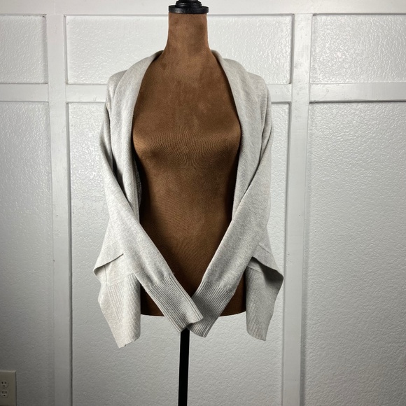 Ann Taylor LOFT Merino Wool Blend Open Front Cardigan Sweater Light Gray Size S - Picture 1 of 8